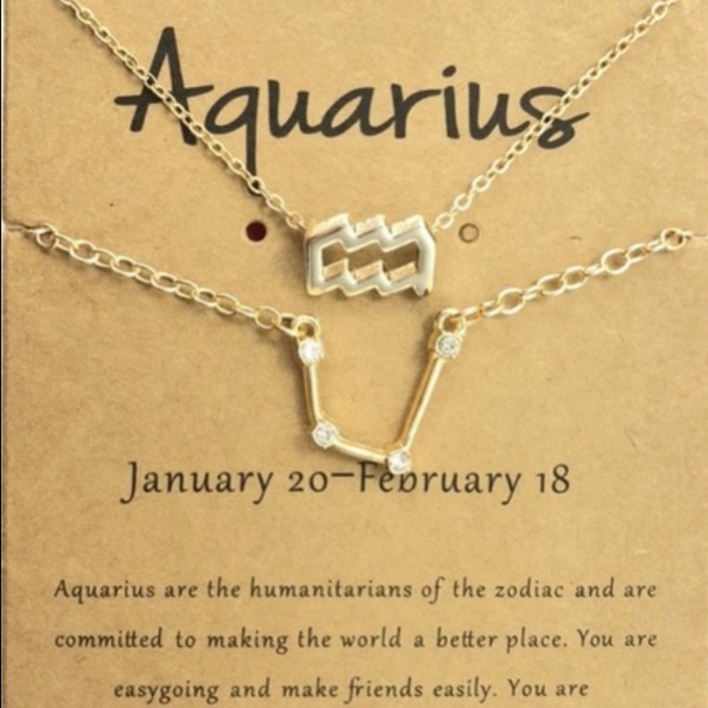 NWT Aquarius♒️zodiac sign Necklace +Bracelet+Card